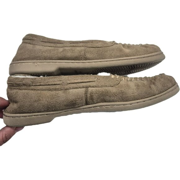 Slippers Faux Suede Moccasin Slippers Fur Lining Tan Brown Women's 8-9 - Picture 6 of 8